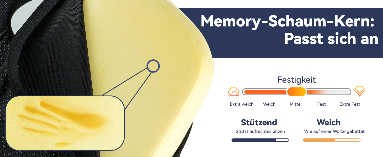 Подушка для сидіння з піни Memory Foam SKYNY для офісного крісла, автомобіля та інвалідного візка - велика, знімний гіпоалергенний чохол