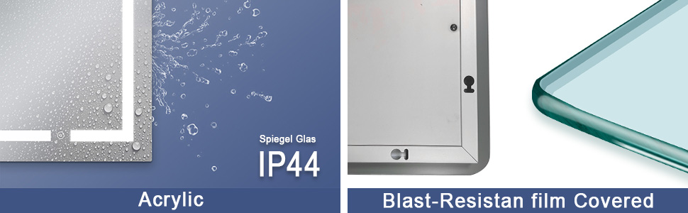 Елегантне дзеркало для ванної кімнати з LED-підсвічуванням 45x60 см, холодне біле світло, IP44, енергозбереження, для ванної кімнати, настінне