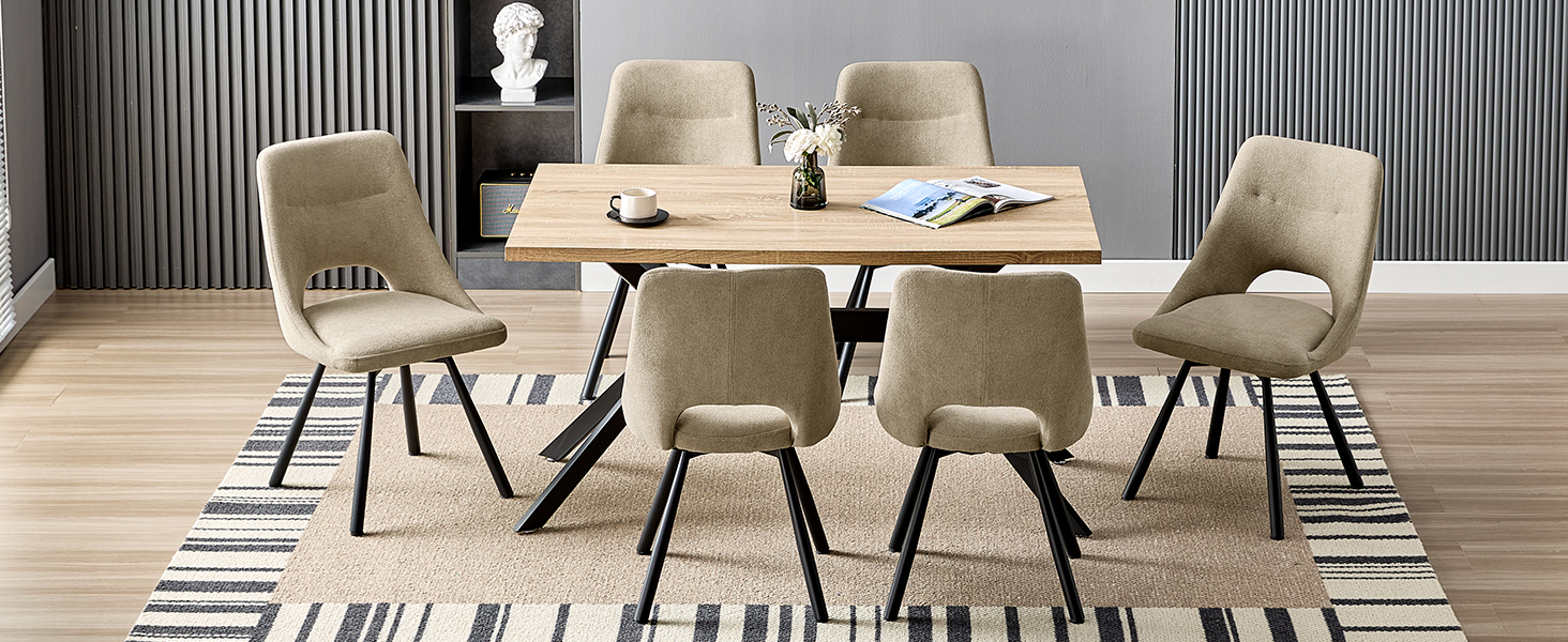 Набір з 4-х обідніх стільців, 180° поворотні, з м'яким сидінням, матеріал: бавовна-кашемір, сучасний дизайн, металеві ніжки, колір: хакі
