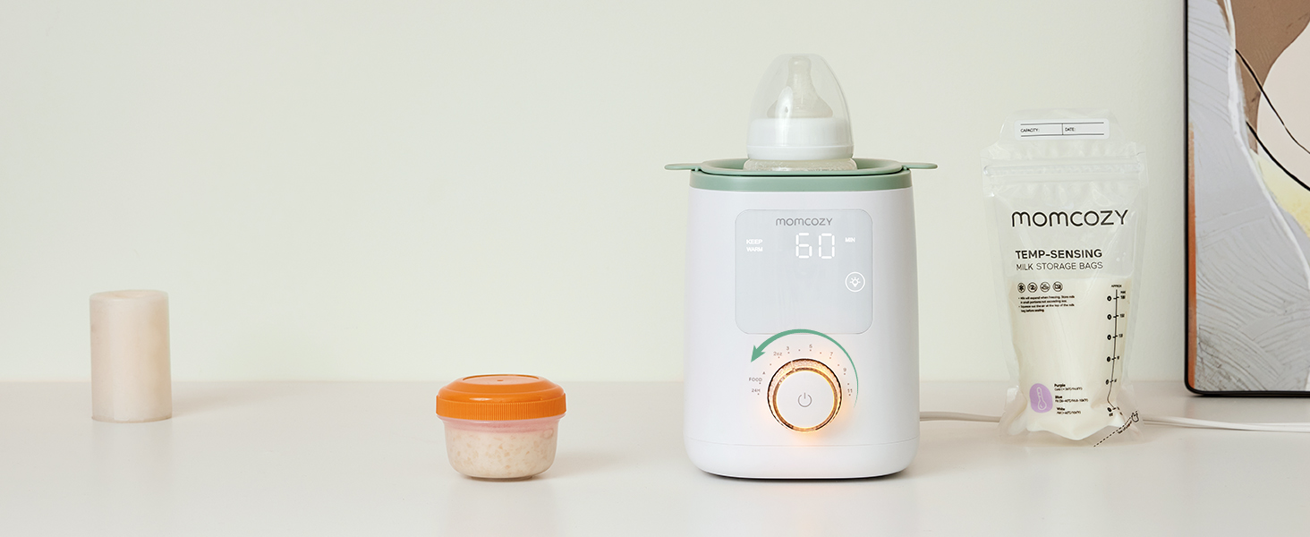 Momcozy Нагрівач для пляшечок Momcozy Nutri-Flaschenwärmer - 9-в-1 з точним контролем температури, нічним світлом, швидким нагрівом та автоматичним вимкненням. Сумісний з усіма пляшками.