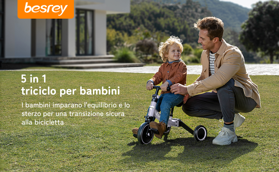 Бесрей 5-в-1 Дитячий Біговел-Трохоліг для Малюків 1-4 роки (Світло-фіолетовий)