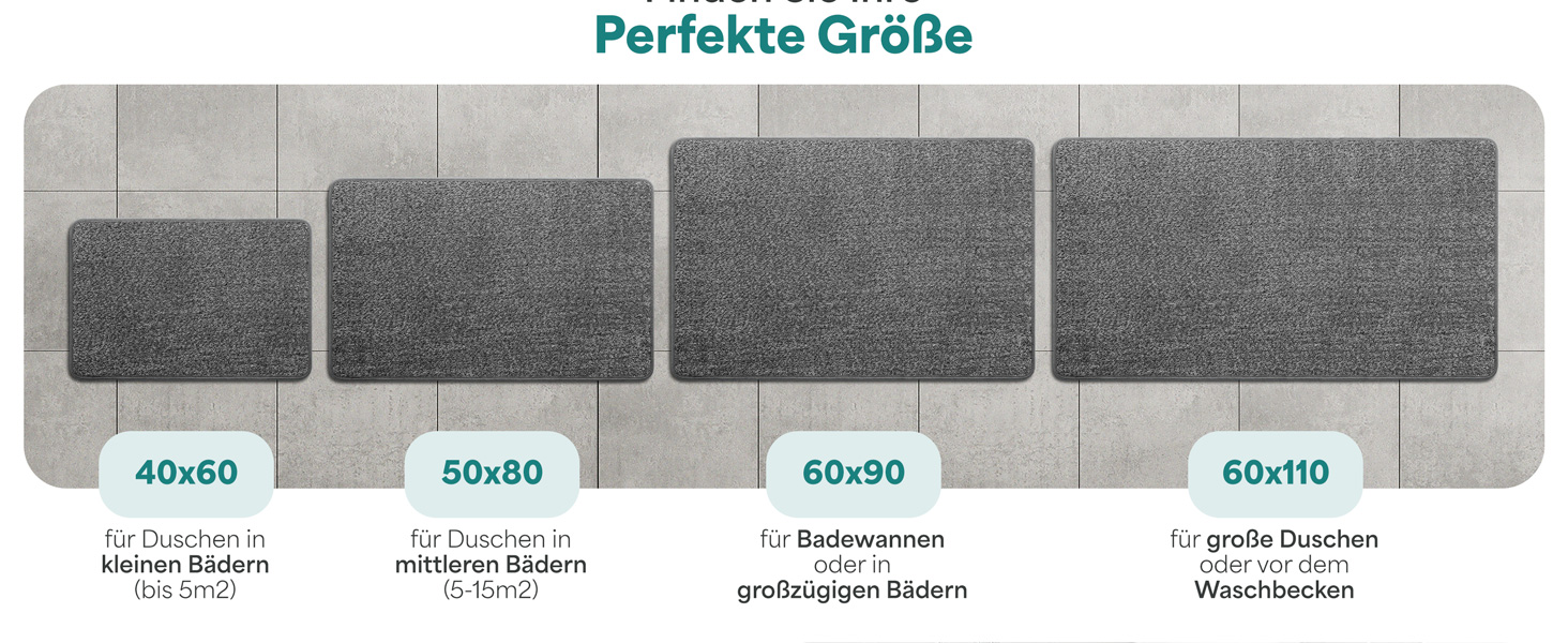 Килимок для ванної кімнати сірого кольору, 50x80 см – неслизький, швидковисихаючий, легко миється