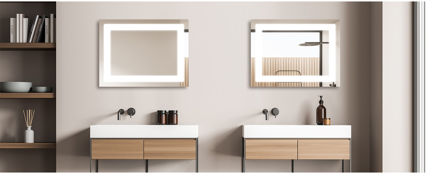 Дзеркало для ванної кімнати SONNI з підсвічуванням 80x60 см, IP44, холодне біле світло