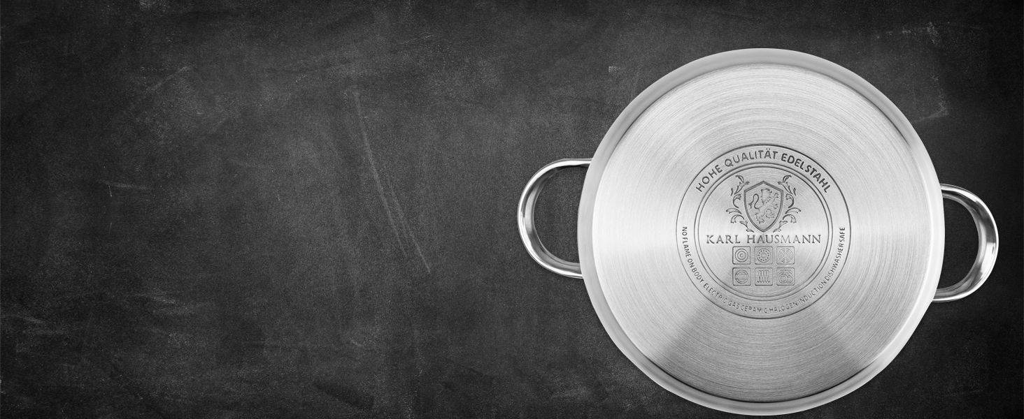 Набір каструль з нержавіючої сталі 3 шт. для всіх типів плит - каструлі з мірною шкалою, з кришкою з термостійкого скла