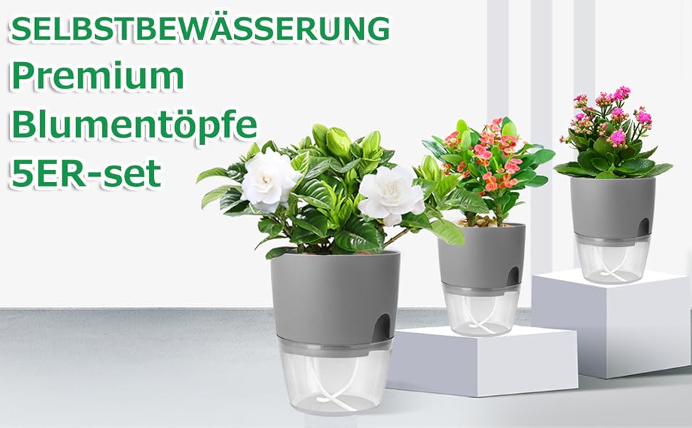 Набір горщиків для трав на кухню, самополив, 3 шт. (18.2x11x15.3 см), для свіжих кухонних трав, сірий