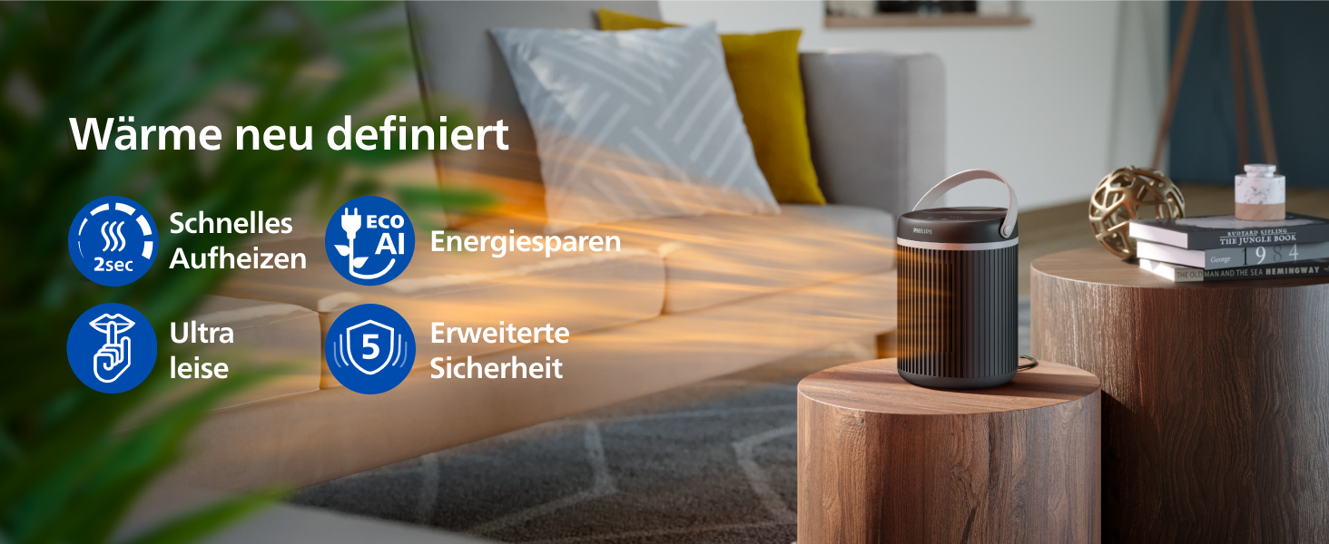 Керамічний тепловентилятор-товпік Philips Smart 5000 серії, 2000 Вт, чорний