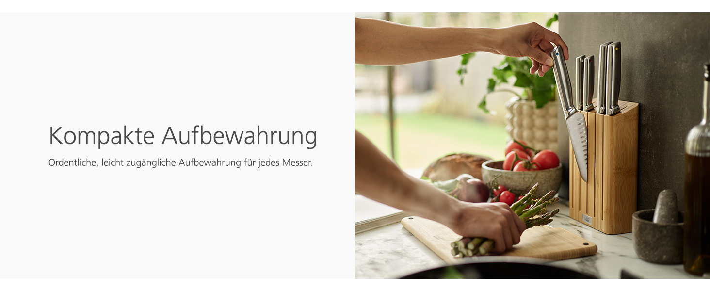 Набір ножів Joseph Joseph Elevate SlimBlock 5 шт. з точилкою, чорний (бамбук)