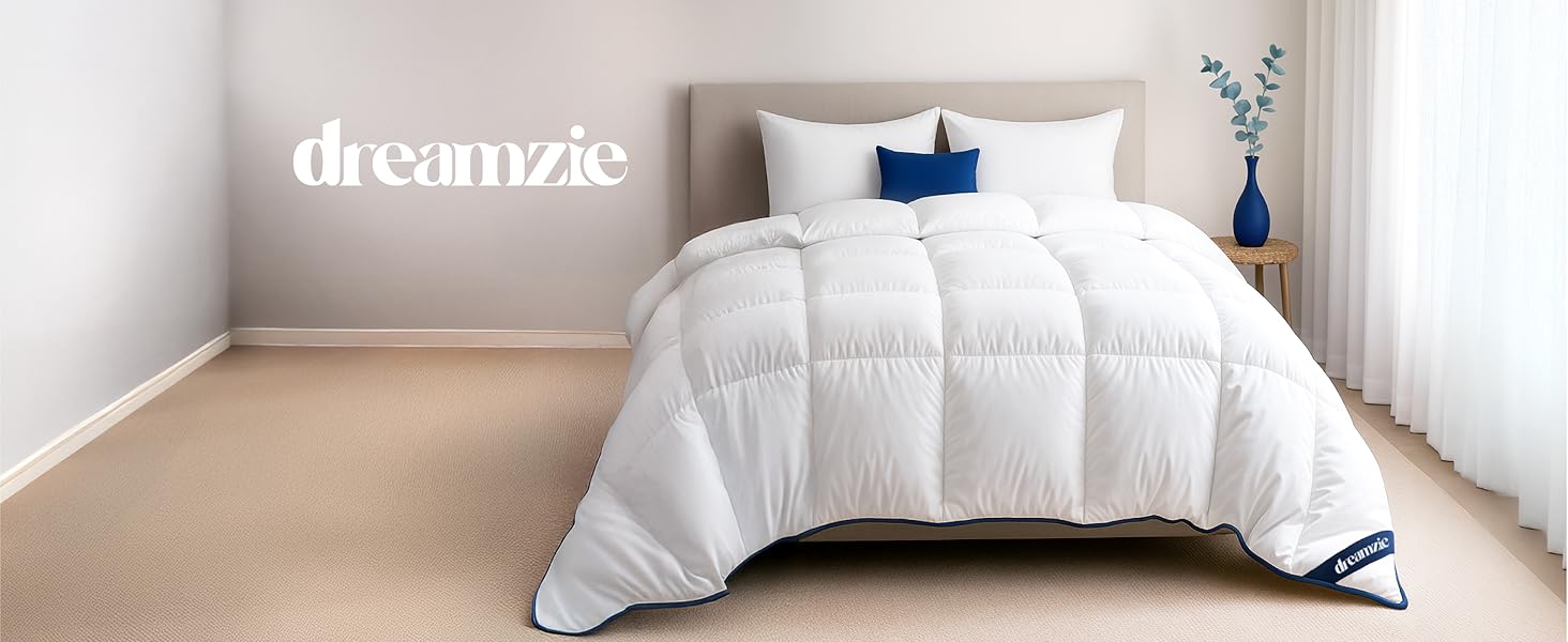 Пухова ковдра Dreamzie 200x200 см - тепла зимова ковдра з пухом та пером, 450 г/м², сертифікат добробуту тварин