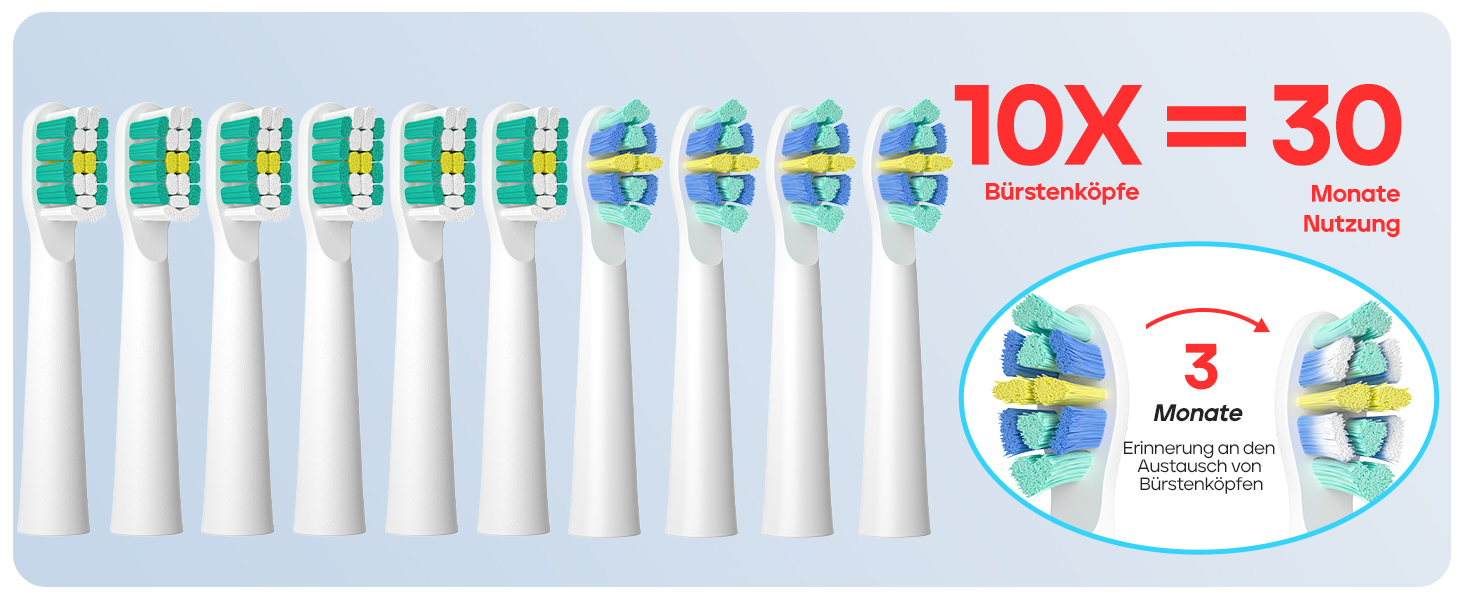 Електрична зубна щітка Seago SG-2316 (зелена) з 10 насадками, тиха, для подорожей, з тримачем та кейсом, ультразвукова, акумулятор 60 днів, таймер для дорослих