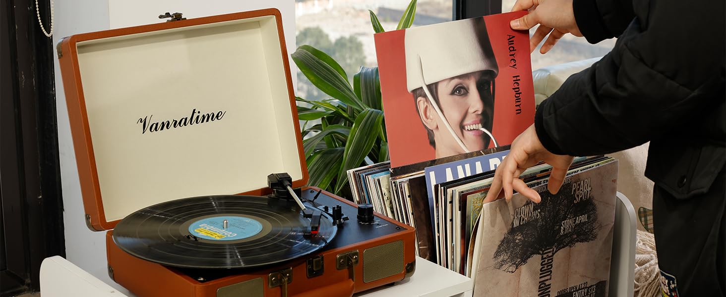 Стіл для програвача вінілу, стійка для програвача середини століття з місцем для зберігання до 350+ платівок, шафа для вінілових платівок з регульованими полицями (Білий)