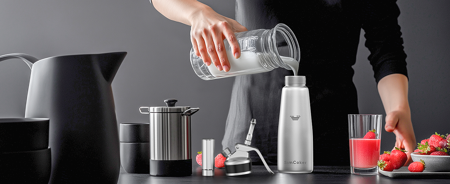 Пристрій для збивання вершків, алюмінієвий сифон для вершків 500мл, з набором насадок та аксесуарів