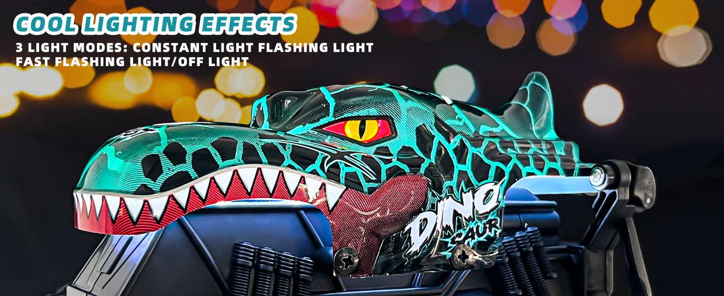 RC Monstertruck 1:20 2.4GHz Динозавр – Радіокерований позашляховик, 20 км/год, LED, Музика, для хлопчиків та дівчаток від 3 років, Зелений