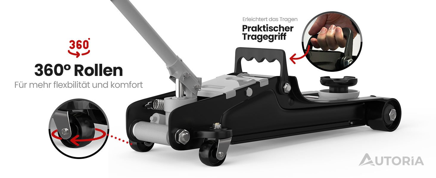 Гідравлічний домкрат Wagenheber 2.5T низькопрофільний для легкових авто та авто з низькою посадкою, до 2500 кг, з кейсом, 3 гумові накладки + адаптер (світло-сірий)