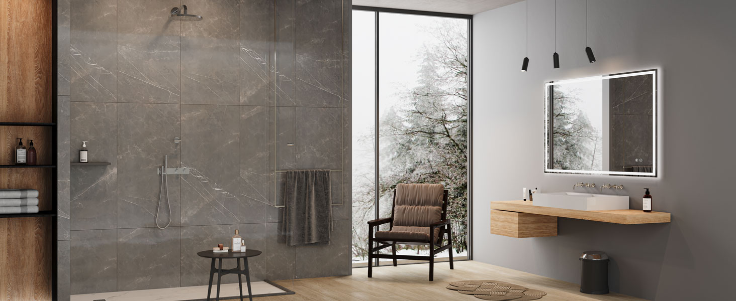 Дзеркало для ванної кімнати Dripex з LED-підсвічуванням 50x70 см (60x80 см) з Bluetooth, розеткою та протитуманним покриттям