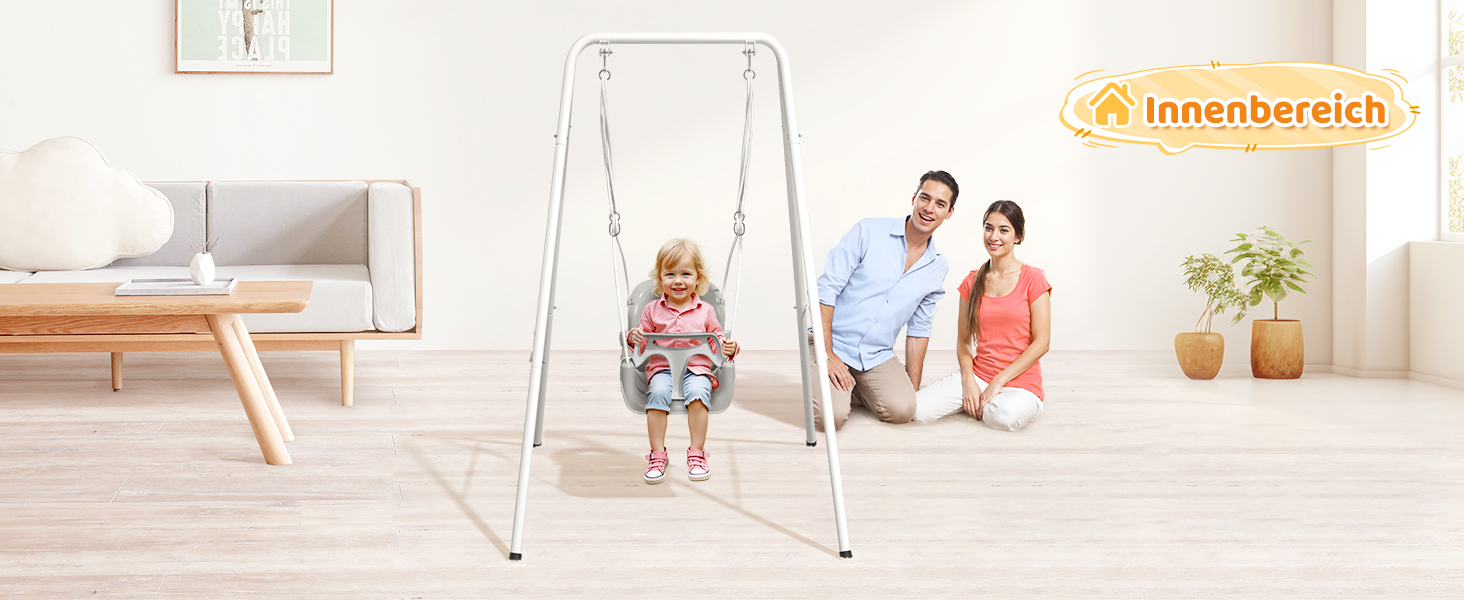 Набір 4-в-1: гойдалка та дверний вистрибувач для малюків, дитяче гойдалко, металевий складаний стійкий каркас для дому та вулиці, легко збирається та зберігається (білий)