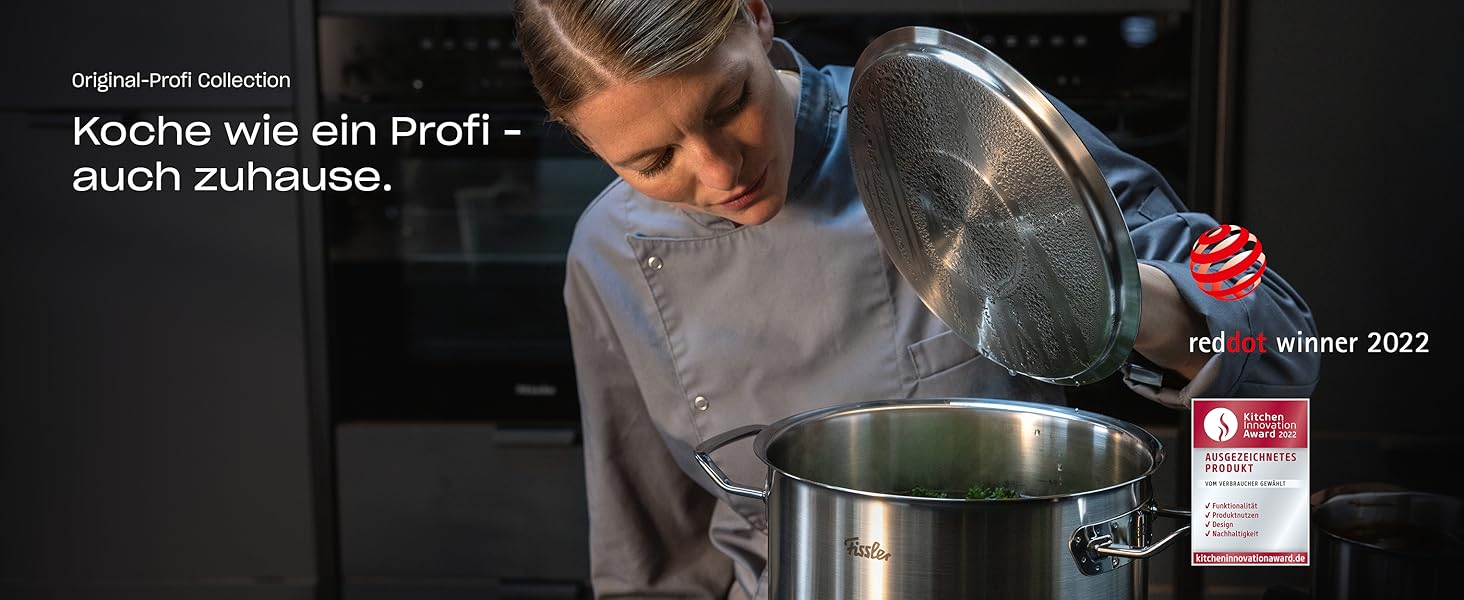 Набір каструль Fissler Original-Profi Collection з нержавіючої сталі, 5 предметів, з металевими кришками, для індукційних плит