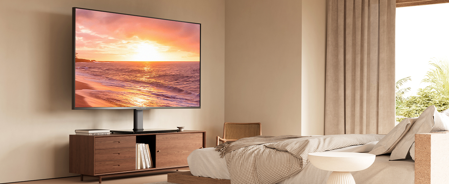 Універсальна підставка для телевізора FITUEYES 43-85'' до 50 кг, сумісна з плоскими та вигнутими TV, обертається, регулюється по висоті, VESA 600x400