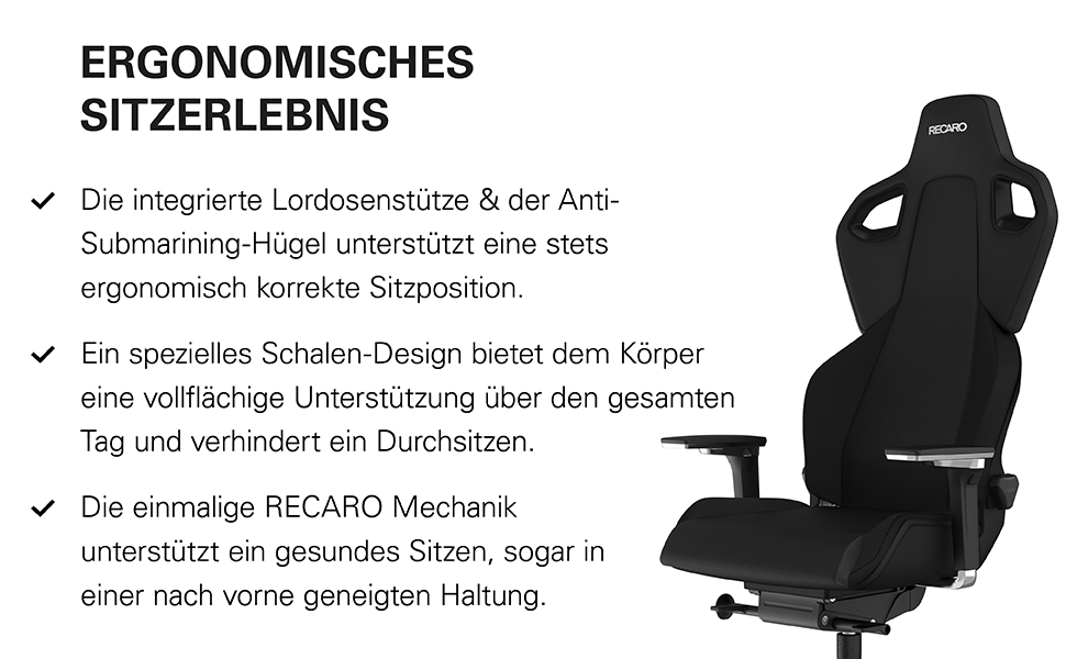 Ігрове крісло RECARO Exo Platinum Graphite Ергономічний, якісний, плавно регульований Зроблено в Німеччині