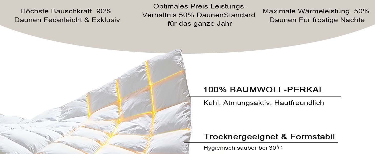 Всесезонна легка ковдра з гусячого пуху 90% (135 x 200 см), біла, Luxury All Year Comfort