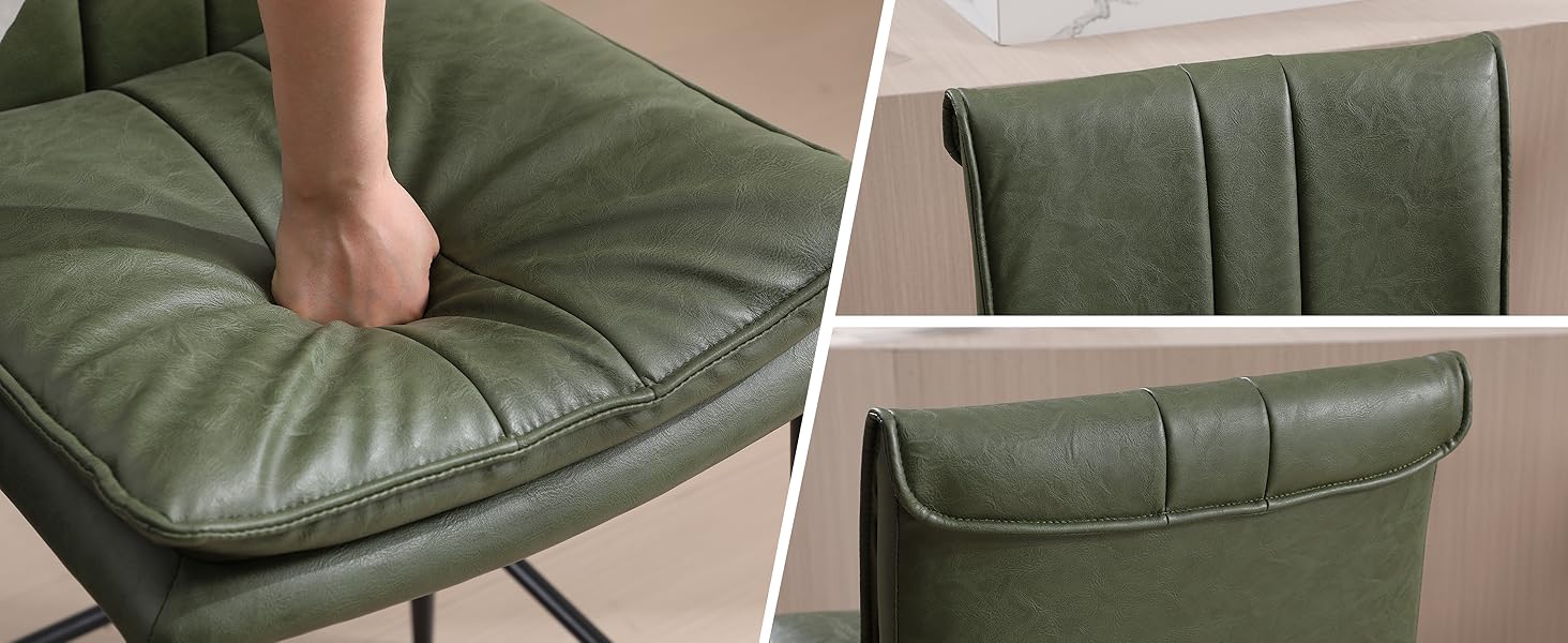 Набір з 2 барних стільців Chairus, зелені, з PU шкірою, для кухні та вітальні