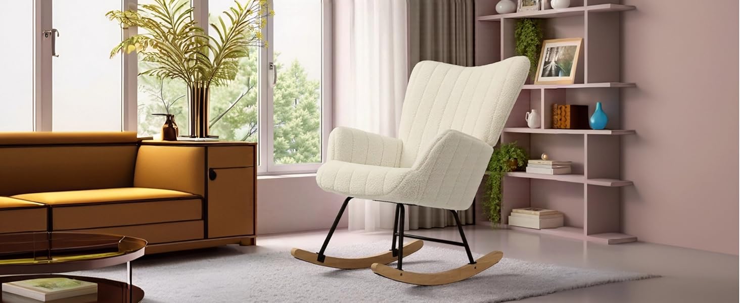 Крісло-гойдалка Vielllliving для спальні, 150 кг, темно-сірий (бежевий), 93x84x55.5 см