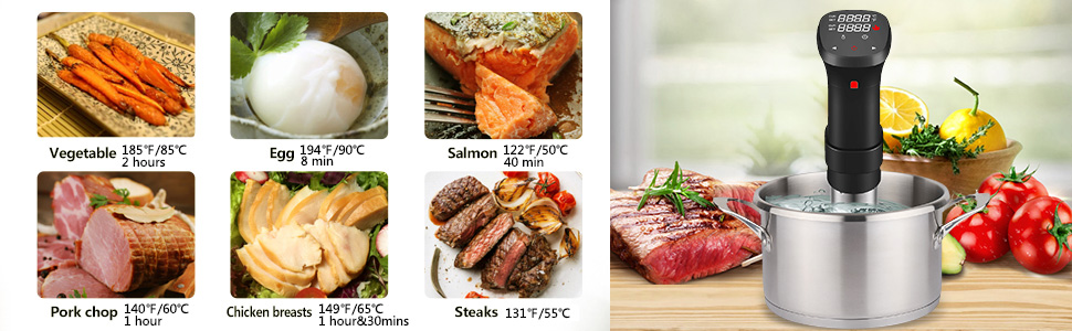 Су-від кухонний пристрій Fityou - водонепроникний, 1100 Вт, точне налаштування температури, LCD-дисплей