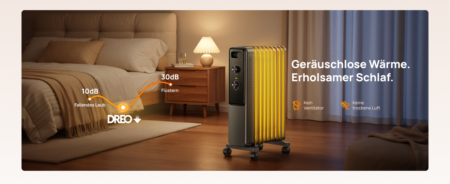 Електричний масляний радіатор Dreo з 9 ребрами, 2000W, тихий, з захистом від перегріву та перекидання, термостатом, дитячим замком, енергозберігаючий