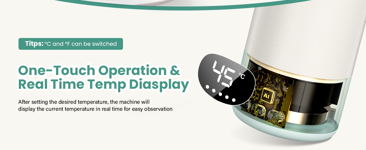 Підігрівач для пляшечок Baby, мобільний, портативний, з акумулятором 10400mAh, контроль температури, для подорожей та нічного годування