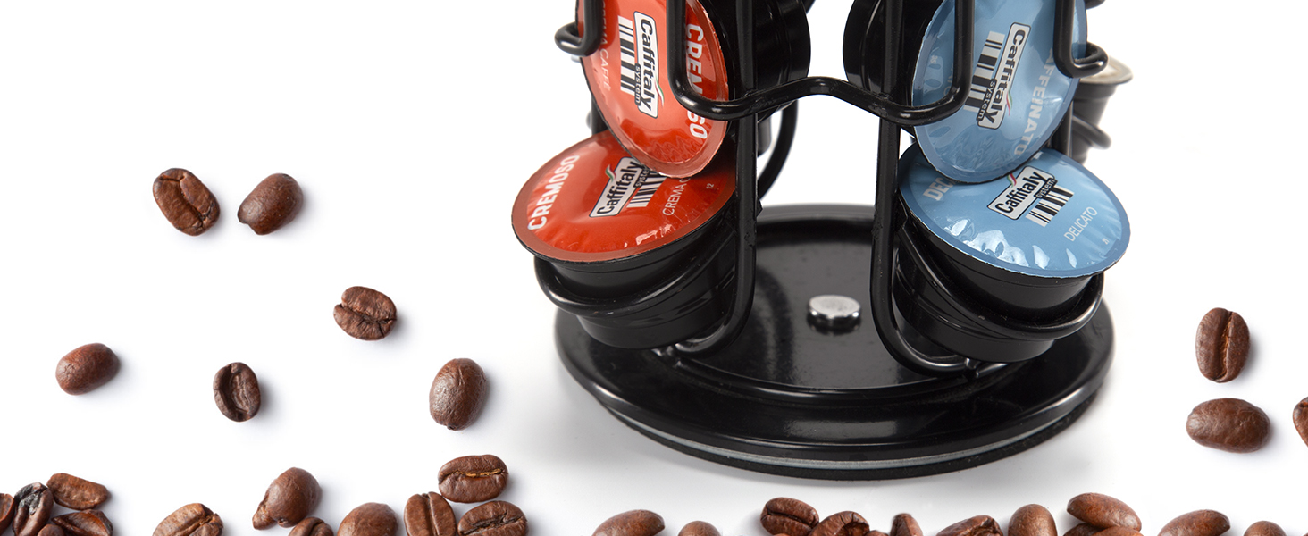 Тримач для капсул кави SYSYLY, сумісний з Tchibo Cafissimo, K Fee, ALDI Expressi, чорний, обертається