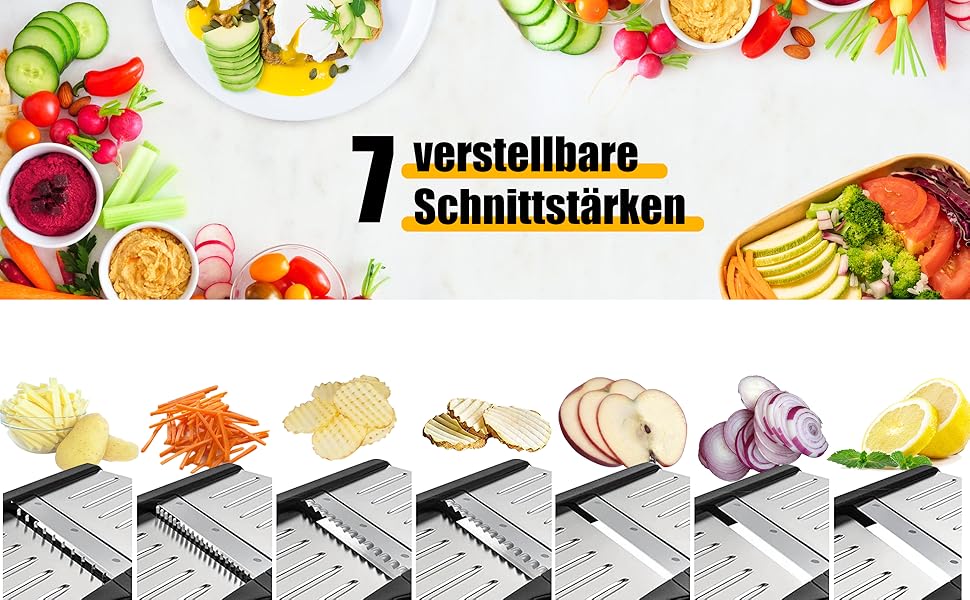 Мандоліновий ніж, 7-в-1, набір для нарізки овочів: овочерізка, тертка для картоплі, цибулі, огірків, капусти, рукавички та щітка для чищення