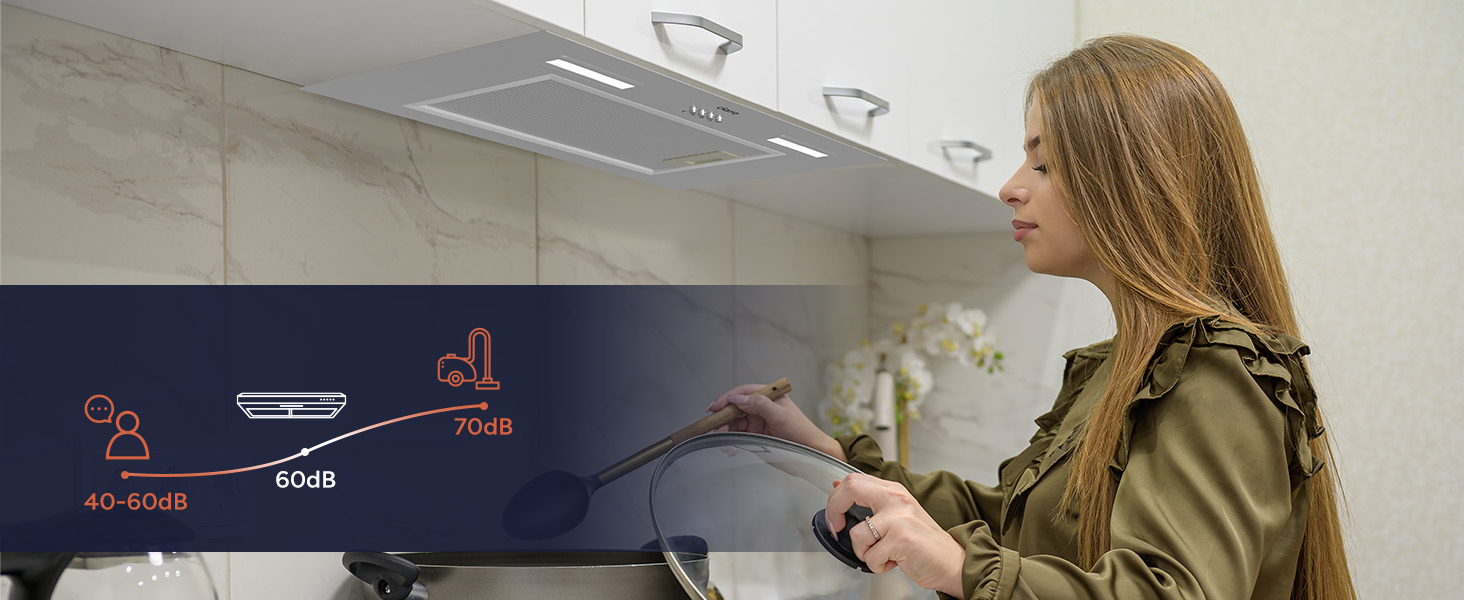 Вбудована витяжка CIARRA CBCB6926A A+++ 60 см, продуктивність 704 м³/год, LED-підсвітка, режим рециркуляції та відведення, нержавіюча сталь, срібляста