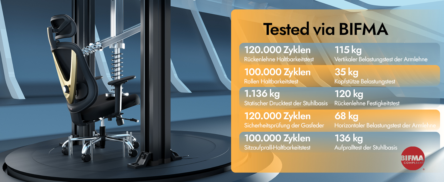 Ергономічне крісло для офісу та дому з 3D поперековою підтримкою та регульованими підлокітниками, біле (чорно-золоте)