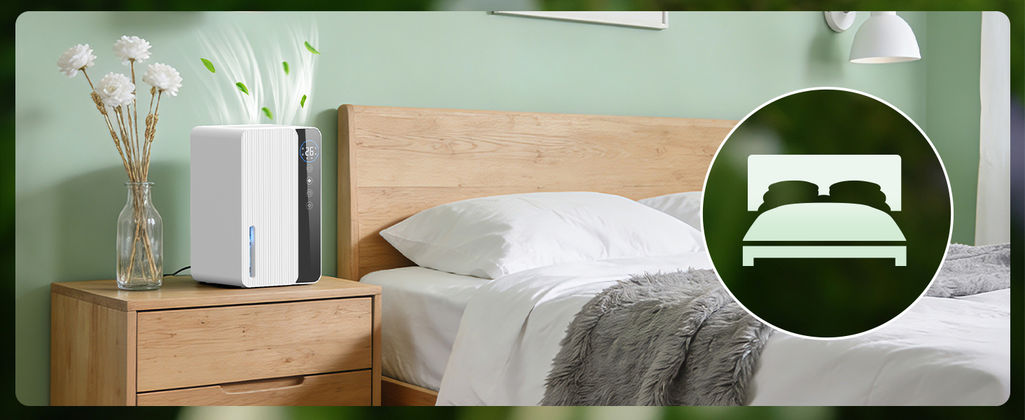 Електричний осушувач повітря 1800 мл, енергозберігаючий, для спальні та ванної кімнати, 22,5W, тихий, з режимом сну, таймером та автовимкненням (550 мл/день)