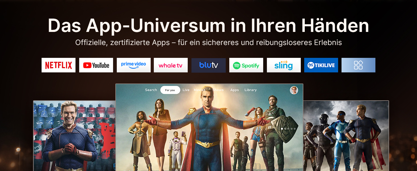 Smart проектор 4K VOPLLS Heimkino: Netflix, 30000 люмен, WiFi 6, Bluetooth, FHD 1080P, Автофокус, Корекція трапеції, Золотий
