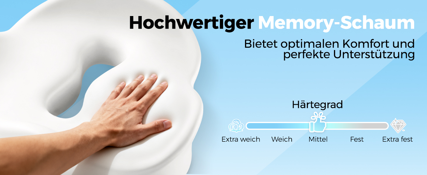 Ергономічна подушка для сидіння з memory foam для офісного крісла та авто, подушка для офісного крісла, авто та home office, знімний чохол, неслизька, M (60–85 кг)
