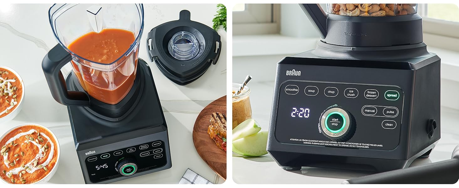 Блендер Braun PowerBlend 9 JB9040BK чорний, 1600 Вт, 2л, 18 програм, 10 швидкостей, професійний