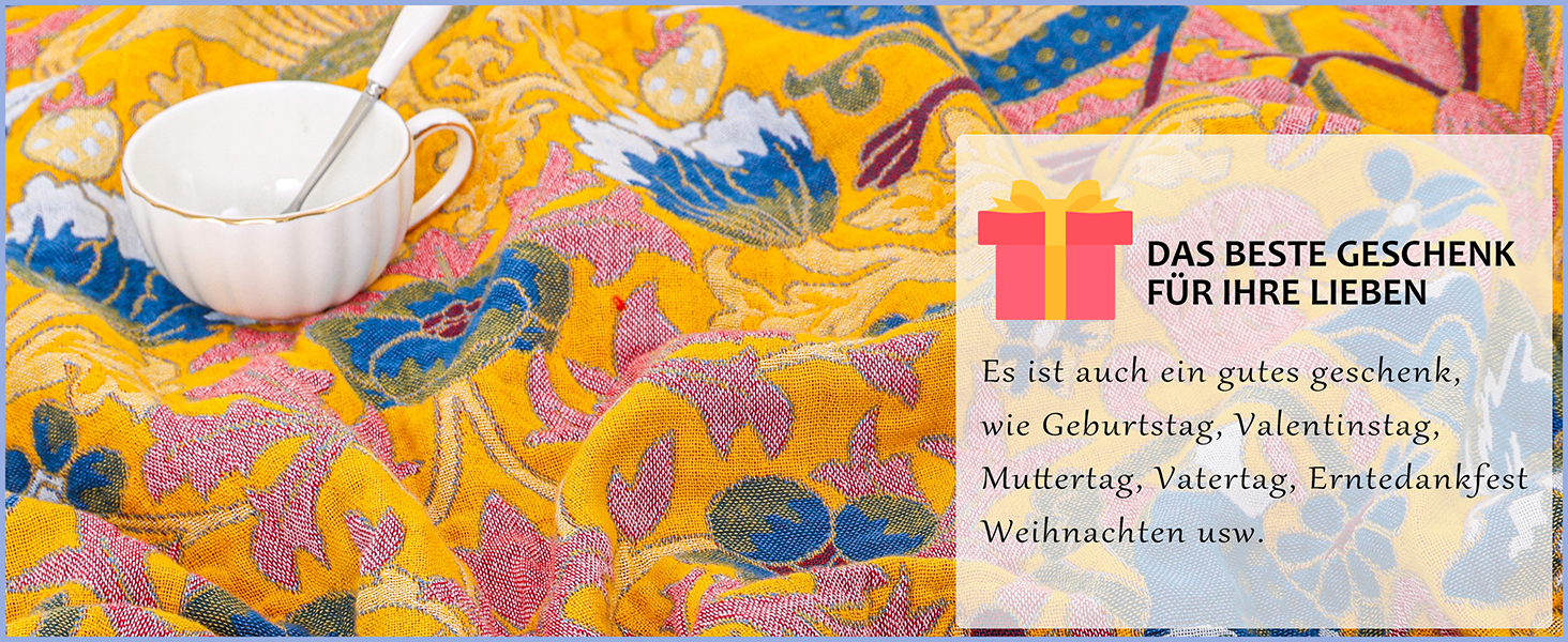 Плед Boho з 100% бавовни, стиль кантрі, 150х200 см (Птахи та квіти)