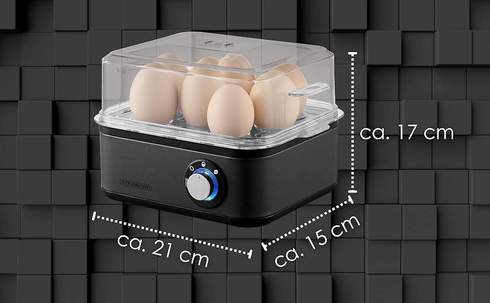 Електричний яйцеварка на 1-8 яєць з підігрівом, з нержавіючої сталі, 500 Вт, 3 ступені нагріву, без BPA, придатний для миття в посудомийній машині, LED-перемикач, міцний та довговічний