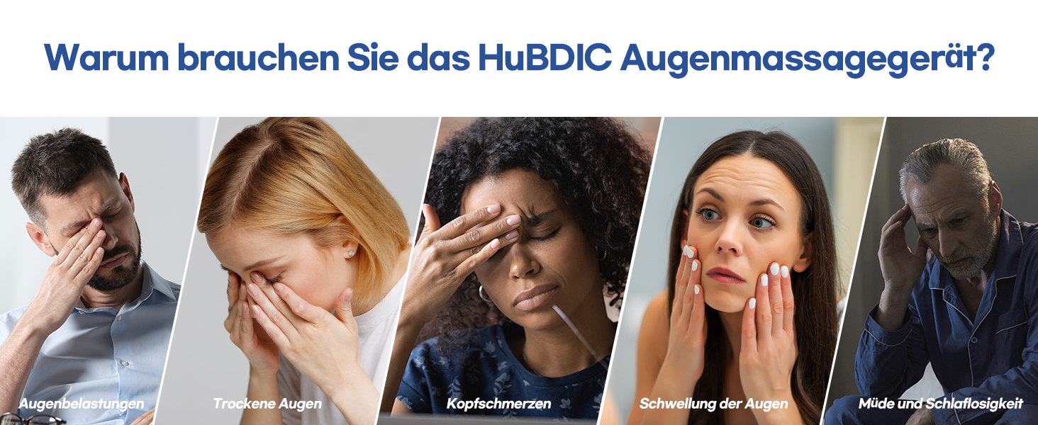 Масажер для очей HubiCare з підігрівом та вібрацією – для зняття втоми, мігрені та зменшення набряків під очима