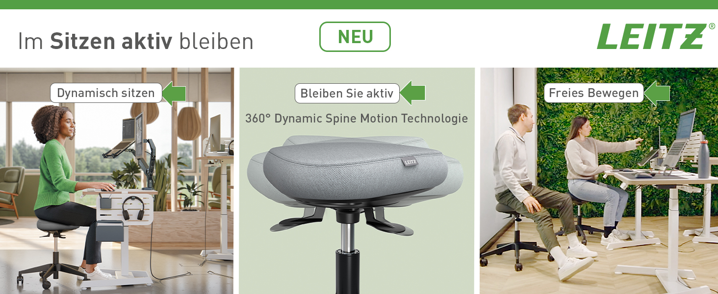 Leitz Ergo Active Столик для стояння з пінопластовим сидінням, регульована висота 57-82 см, оббивка з переробленого матеріалу, до 110 кг, серія Ergo, темно-сірий, 65450089