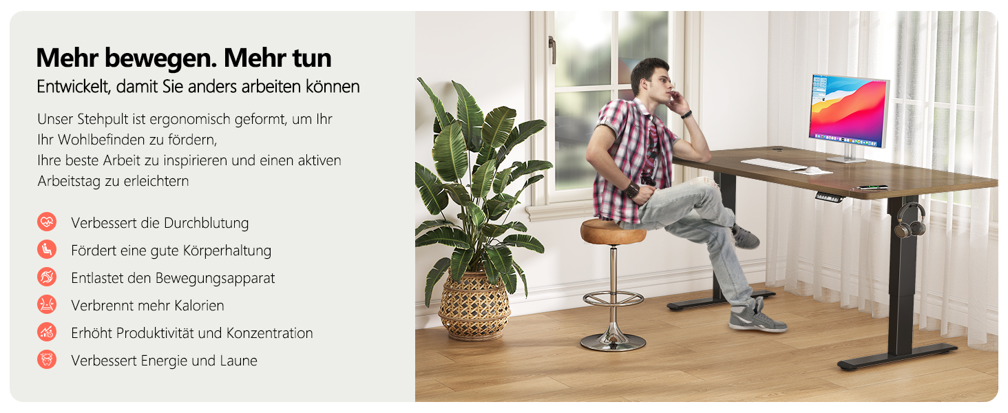 Регульований стіл Flamaker: електричний, з пам'яттю, для офісу, 180x80 см, колір горіх