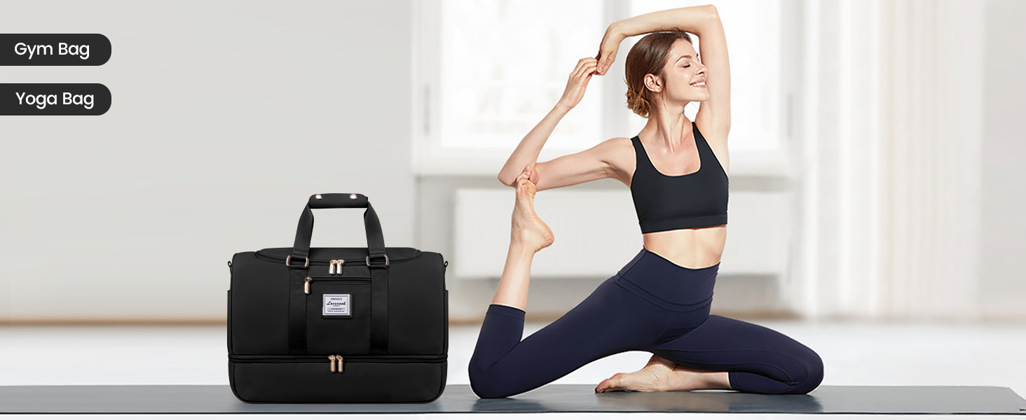 Спортивна сумка LOVEVOOK для жінок: дорожня сумка, weekender, з косметичкою, відділенням для взуття та мокрих речей, водонепроникна пляжна/басейнова/сауна сумка, ручна поклажа для подорожей, зелена