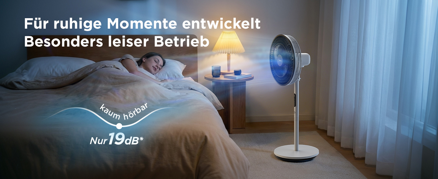 Вентилятор підлоговий Midea FS40-23MR з пультом, 3 швидкості, телескопічна штанга, поворот 90°, білий - тихий циркулятор