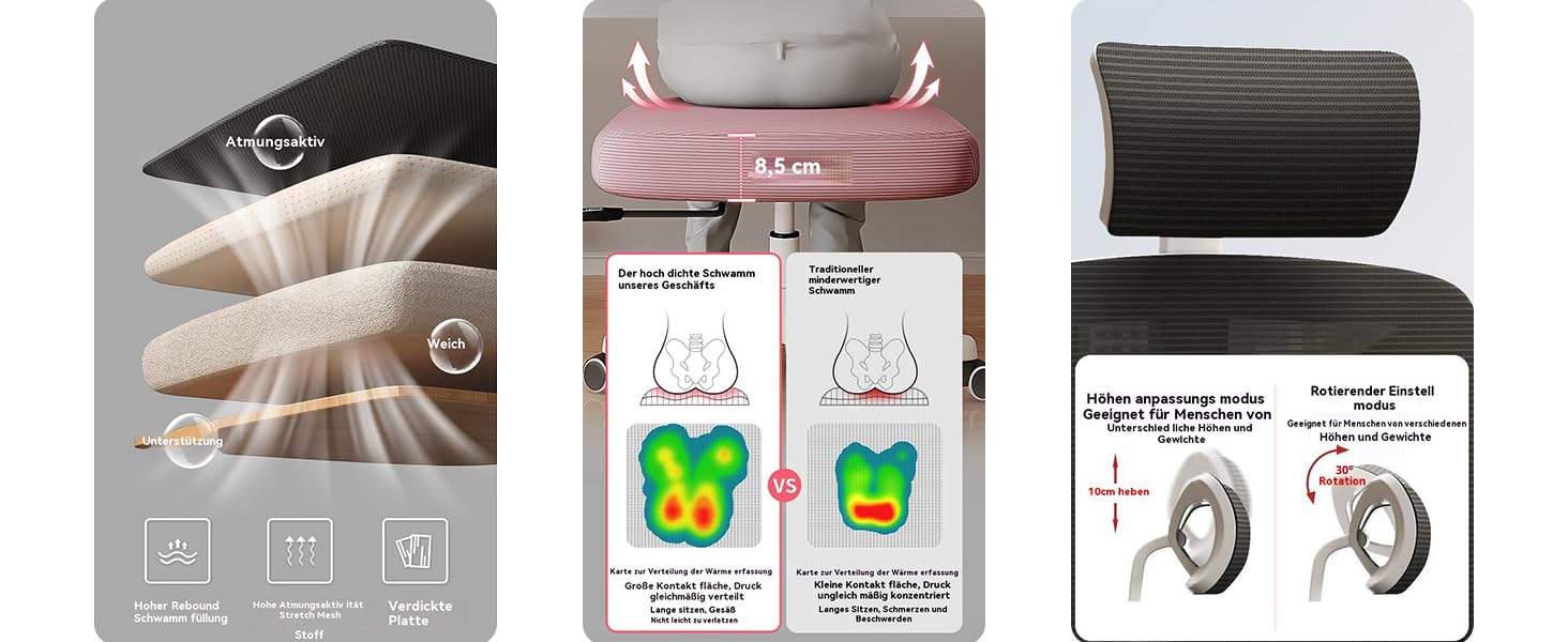 Ергономічне крісло для офісу з високою спинкою та регульованою поперековою підтримкою, дихаючий сітчастий ігровий стілець з широким сидінням, підніжка, стабільне комп'ютерне крісло (Білий)