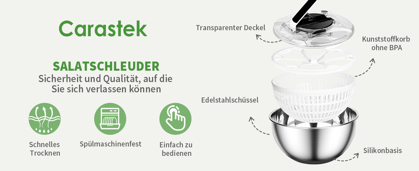 Салатниця-центрифуга 4.5л з нержавіючої сталі - для миття овочів, зелені та ягід