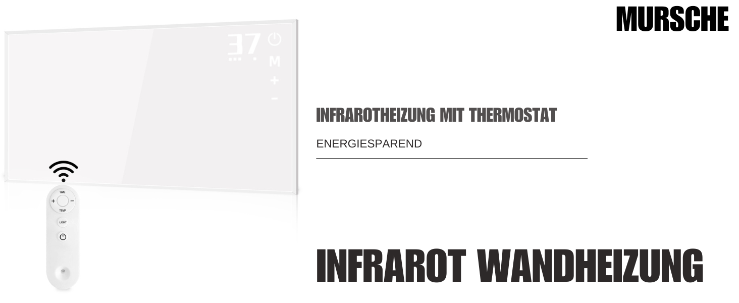 Інфрачервовий нагрівач для стін Mursche 450W з термостатом, пультом дистанційного керування та Wi-Fi, електрообігрівач для дому, енергозберігаючий, з можливістю настінного монтажу