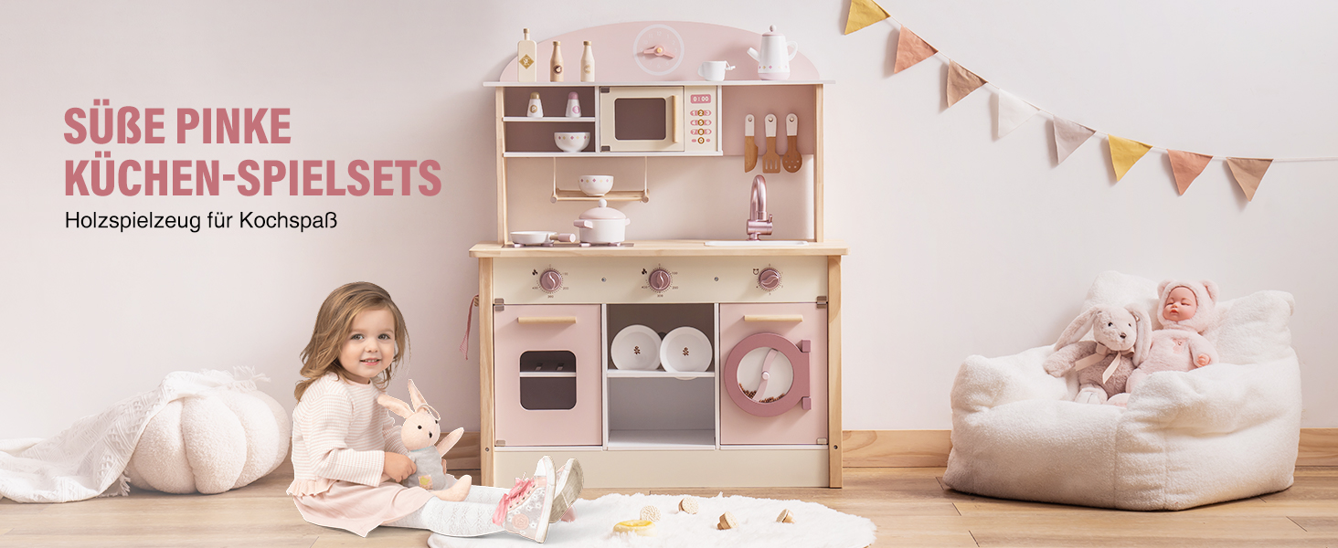 Дерев'яна дитяча кухня ROBUD з реалістичним аксесуаром. Ігровий набір для дітей, сучасний дизайн, подарунок від 3 років.