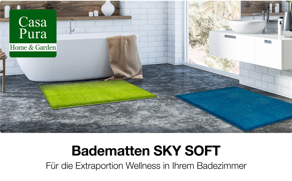 М'який килимок для ванної кімнати Casa Pura Sky Soft 80x150 см, Marineblau (морський блакитний)