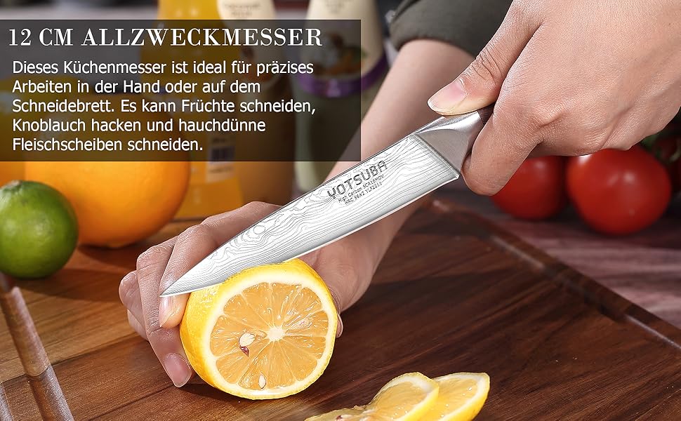 Набір професійних кухонних ножів YOTSUBA з дерев'яним блоком та точилкою, кухонні ножі з нержавіючої сталі, набір кухонних ножів для кухні (універсальний ніж 13 см)