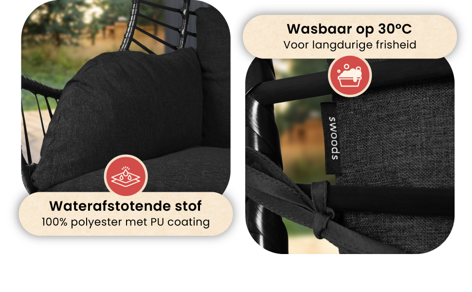 Крісло-гойдалка Swoods XXL з металевим каркасом - для дому та вулиці, з подушкою - яйцеподібне крісло, до 150 кг (темно-сірий)